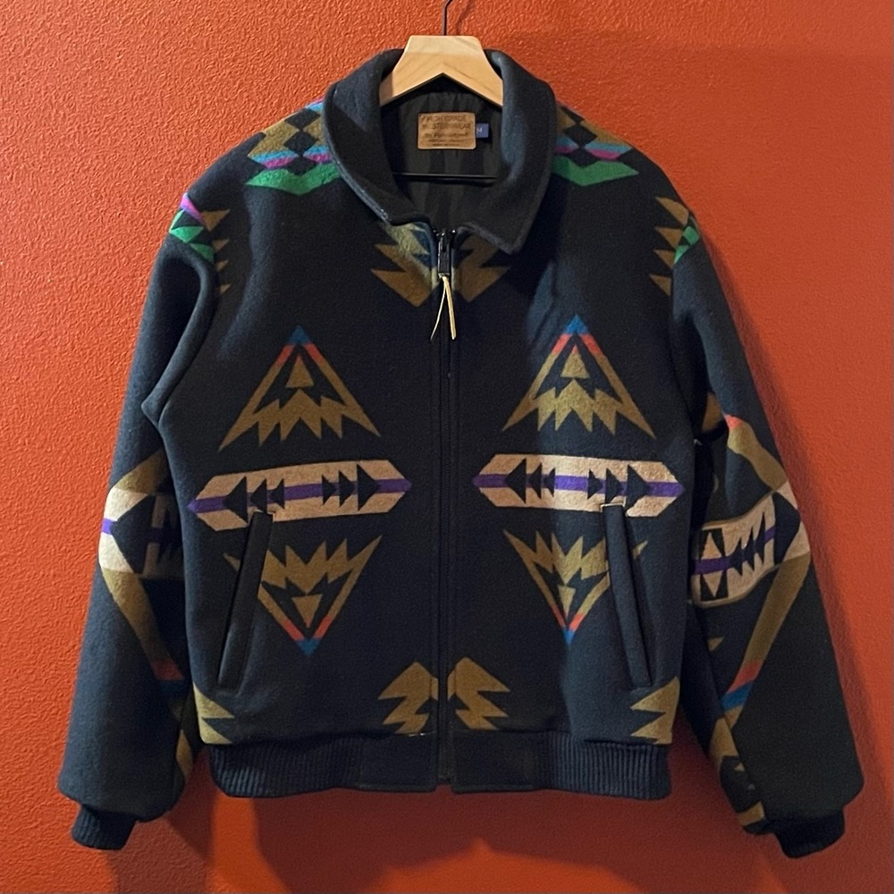 Pendleton Men’s 80’s High Grade Western‎ Southwestern Aztec Wool Bomber Jacket